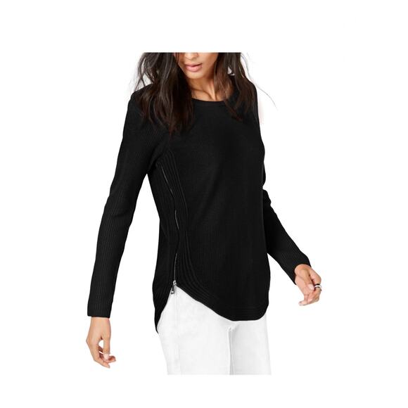 I.N.C International Concepts Waffle Side Zip Pullover Sweater Black 0X - Picture 1 of 5